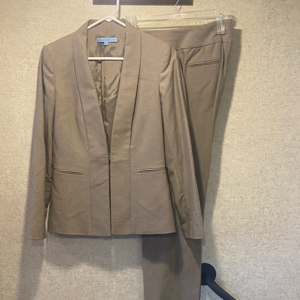 ANTONIO MELANI Taupe Blazer and Trousers Set